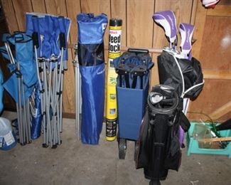 FOLDING CHAIRS, KID'S GOLF CLUBS