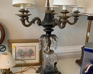 CH	#9	Brass lamp with crystals and marble base	 $45.00 		