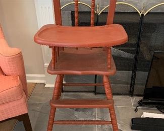 	#33	Antique painted highchair with tray	 $30.00 		