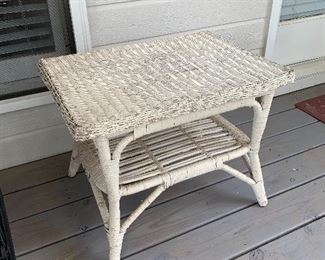 	#48	White wicker side table 24"x18"x18"	 $20.00 		