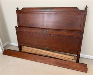 	#66	Antique full size head board, footboard and side rails set	 $50.00 		
