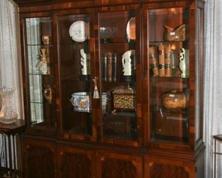 "HEKMAN" - CHINA AND/OR BOOK DISPLAY CABINET WITH SILVER DRAWER AND EXTRA STORAGE 