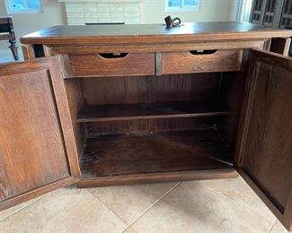 Inside of bar cabinet