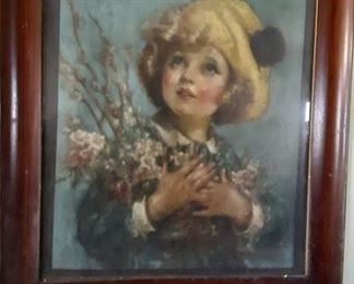 old oil painting, one of several portraits