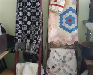 ladders make wonderful displays of your quilts and coverlets