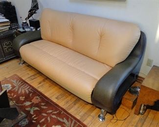 Italian Leather Sofa with Chrome Legs $1100