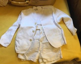Vintage Boys white linen christening suit by GOOD LAD. 