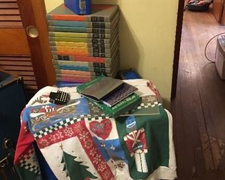 Christmas, encyclopedia books (HIPSTER ROOM IS PACKED)