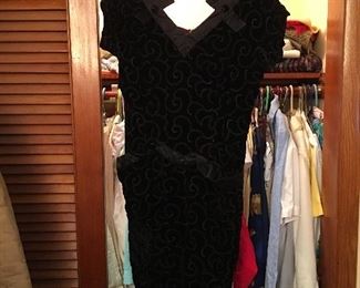 Vintage little black velvet satin dress 