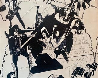 KISS original artwork! Pen and ink. 48x21 approximation 