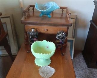 lots of beautiful glass  , end tables 25 each
