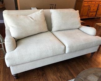 Pottery Barn loveseat 72”W x 42”D x 34”H with a seat height of 20” 
