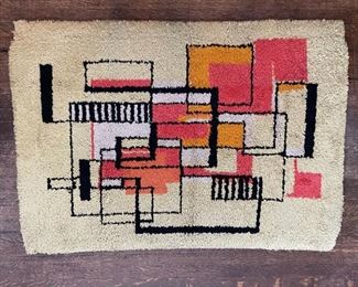Colorful abstract 1940s throw rug