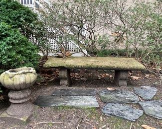 concrete garden bench and planter