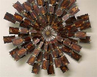 Brutalist radial copper art piece