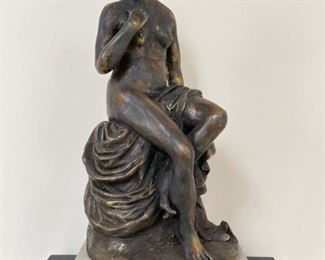 Bronze sculpture of sitting woman, signed "Milo" with foundry mark
