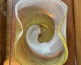 Murano glass bowl, Latticino technique c.1950