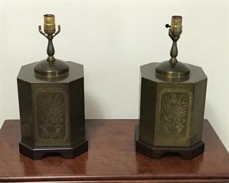 Pair of brass chinoiserie lamp bases