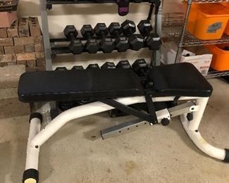 Weight benches and free weights, dumbbells 