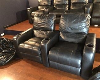 Movie theatre leather seating, chair sets, adjustable and with cupholders