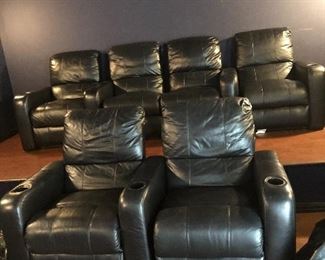 Multiple theatre seating leather chair sets