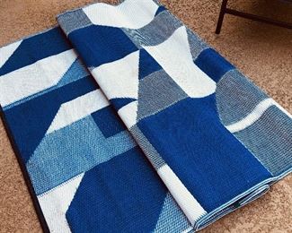 Vibrant blue large outdoor rug 