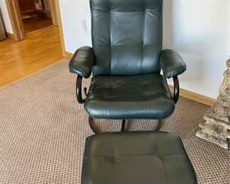 green leather lounge chair