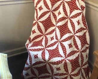 Red and white quilt 
