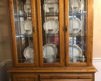Country French Oak China cabinet 