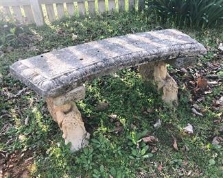 concrete bench with angels 