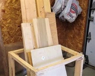 Rolling Wood Cart and Scrap Pieces of Wood