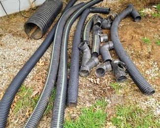 Lot of Black Corrugated Drain Pipes