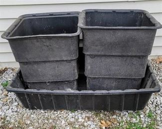 (3) Heavy Duty Black Plastic Outdoor Containers