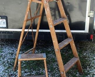 (2) Wooden Work Ladders, Step Ladder