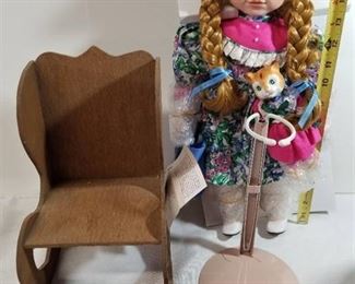 Betty Jane Carter Dolls. Melissa, Hidden Music Box. Doll Stand. Doll Rocking Chair.