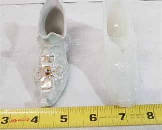 Lot of Two Small Glass Slippers.
