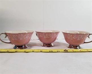 Lot of Three Flintridge China Tea Cups. Made in California.