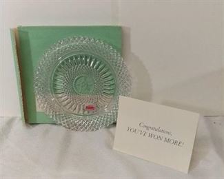 AVON Exclusive Lead Crystal from Avons 92nd Anniversary Prize Program - The First Representative Crystal Plate with Original Box