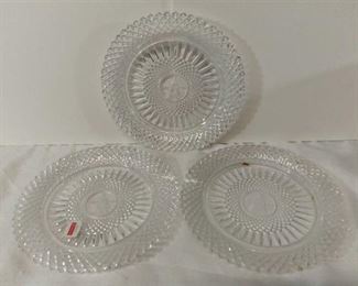 Lot of 3 AVON Exclusive Lead Crystal from Avons 92nd Anniversary Prize Program - The First Representative Crystal Plate - One Plate is Broken
