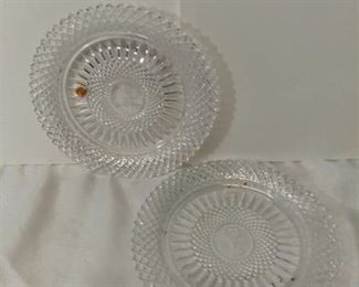 Lot of 2 AVON Exclusive Lead Crystal from Avons 92nd Anniversary Prize Program - The Avon Key Crystal Plate - Both Plates are Slightly Damaged
