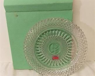 AVON Exclusive Lead Crystal from Avons 92nd Anniversary Prize Program - The Avon Rose Crystal Plate with Original Box