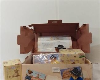 The Cherished Teddies Club 2001 Charter Club Membership Figurine and Mystery Bear in Cute Travel Box