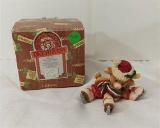 Enesco Santa's Special Deerlivery "Whoopsie" Deer On Skates Figurine