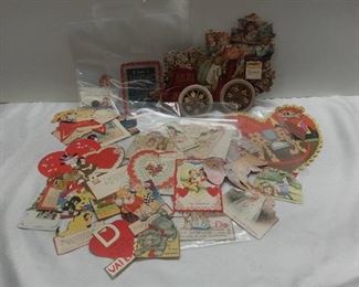 Small Lot of Vintage Valentine's Day Cards - Wagon Card, Lion, Little Angels and other Characters on Cards