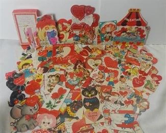 Small Lot of Vintage Valentine's Day Cards - Carousel, Bowling Valentine, Valentine's with Envelopes and other Vintage Heart Cards