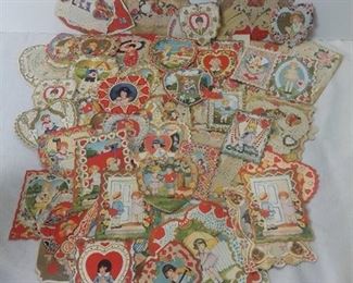 Small Lot of Vintage Lace Valentine Cards - Lacey Layered Heart Shaped Vintage Valentine's Day Cards
