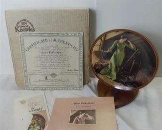 Edwin M Knowles China Company "Quiet Reflections" by Normal Rockwell Porcelain Decorative Plate with Box and Certificate of Authenticity