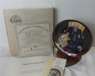 1988 Edwin M Knowles China Company "Tender Loving Care" by Normal Rockwell Porcelain Decorative Plate with Box and Certificate of Authenticity