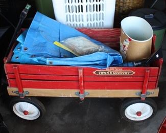 Red wagon and misc garage items
