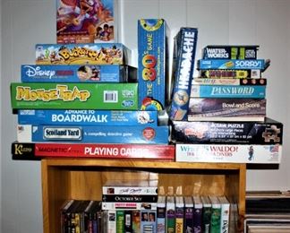 games and VHS cassettes 